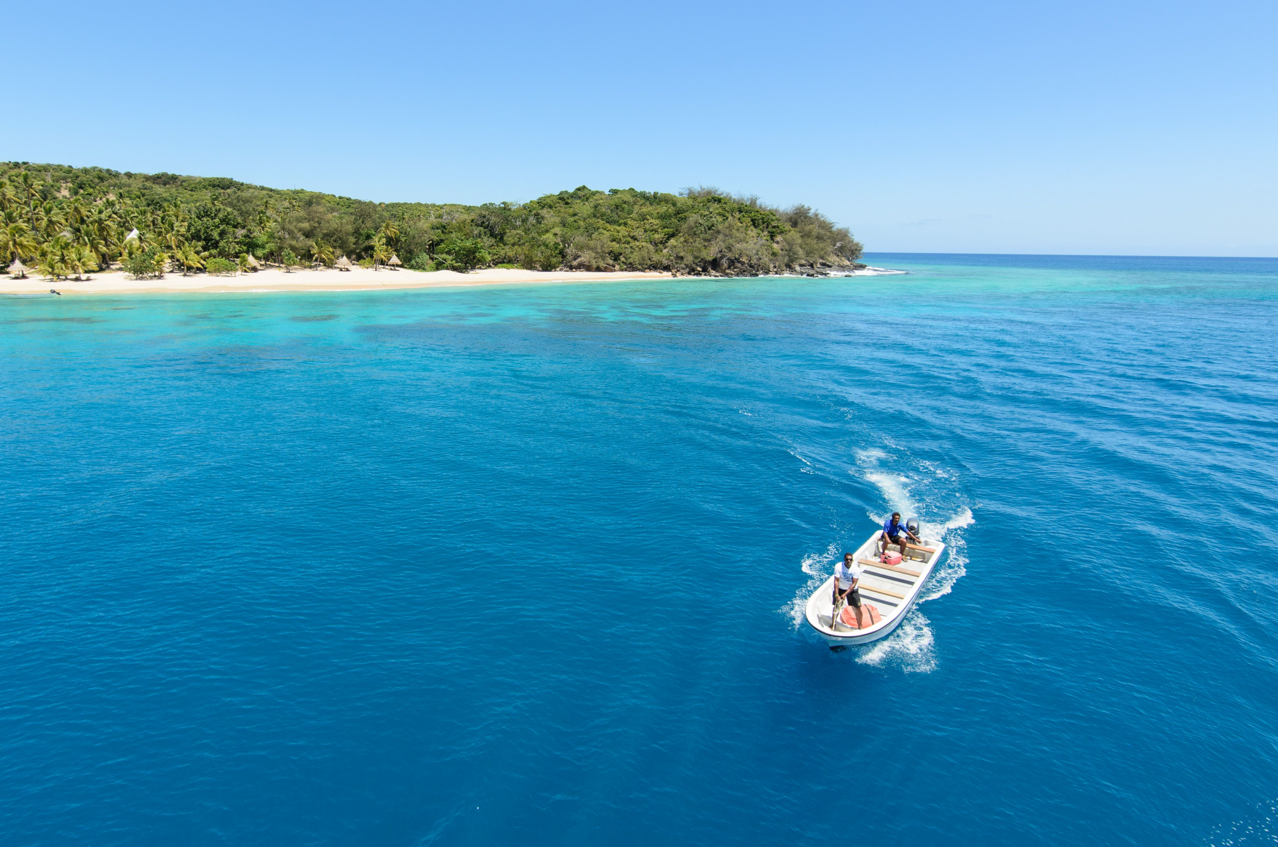 Fiji aerial with charter boat — Melanesia charter region